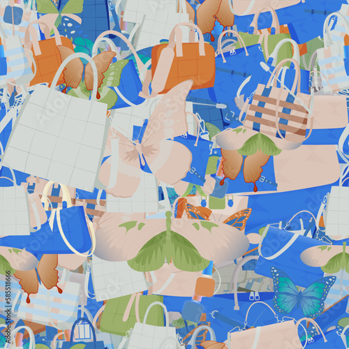 Background pattern abstract design texture. Seamless. Theme is about elegance, design, drawing, accessories, businesswoman, handle, brush, small, content, various, pomatum, luxury, summer