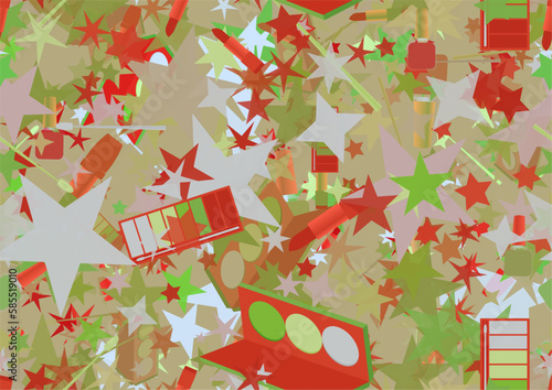 Background pattern abstract design texture. Seamless. Theme is about , beauty, cosmetology, stars, powder, cosmetics, pomatum, ointment, pomade, toiletry, shapes, nail polish, tones, maquillage