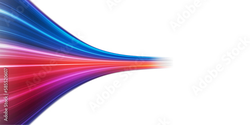 Modern abstract high-speed light effect. Abstract background with curved beams of light. Technology futuristic dynamic motion. Movement pattern. PNG file.