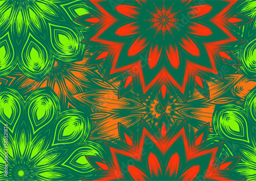 Flowers. Seamless floral background. Tracery handmade nature ethnic fabric backdrop pattern. Textile design texture. Decorative color art. Vector