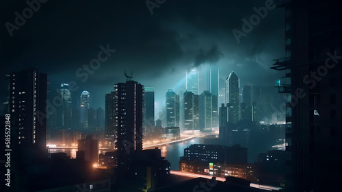 City Skyline at Night - Beautiful Background Wallpaper