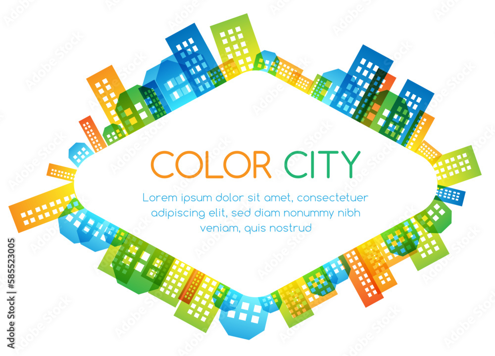 Cityscape colorful decorations.
