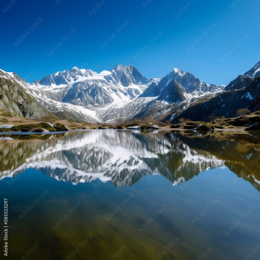 majestic mountains over a lake
