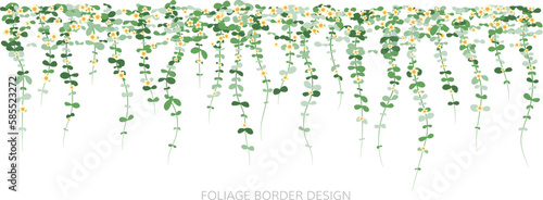 Hanging plant. Ivy greenery wall. Simplistic foliage border.