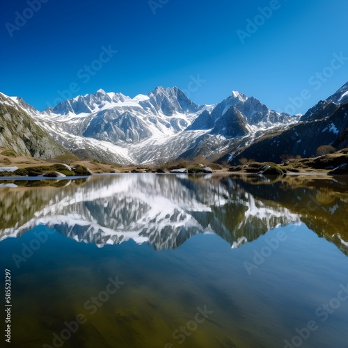 majestic mountains over a lake © Jesse