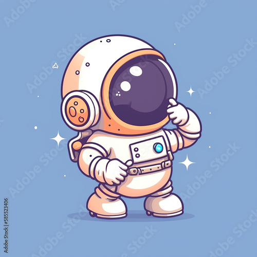 a cute astronaut thinking in space, cartoon style, created with generative AI