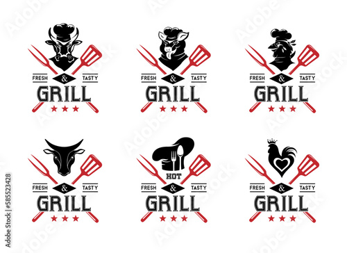 Grill and steak menu labels collection