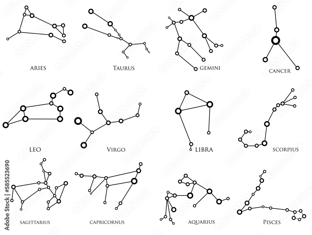 Set of zodiac constellations in style circuit board. Horoscope set Aries, Leo, Sagittarius, Capricorn, Taurus, Virgo, Libra, Aquarius, Gemini, Cancer, Scorpio, Pisces Set of zodiac constellations in style circuit board. Horoscope set Aries, Leo, Sagittarius, Capricorn, Taurus, Virgo, Libra, Aquarius, Gemini, Cancer, Scorpio, Pisces