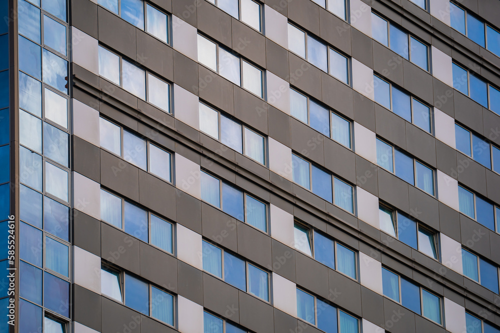 Glass windows on graphite grey exterior Glass windows on graphite grey exterior