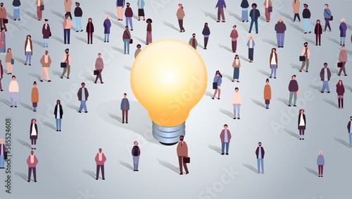 multiethnic people group with light lamp creative idea new business project imagination concept