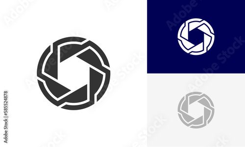 Camera shutter lens logo icon design vector