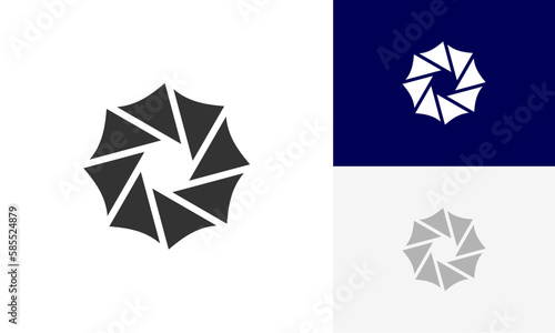 Camera shutter lens logo icon design vector