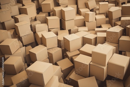  a lot of boxes that are stacked up in a pile together  all of them have been placed in the same direction to each other.  generative ai