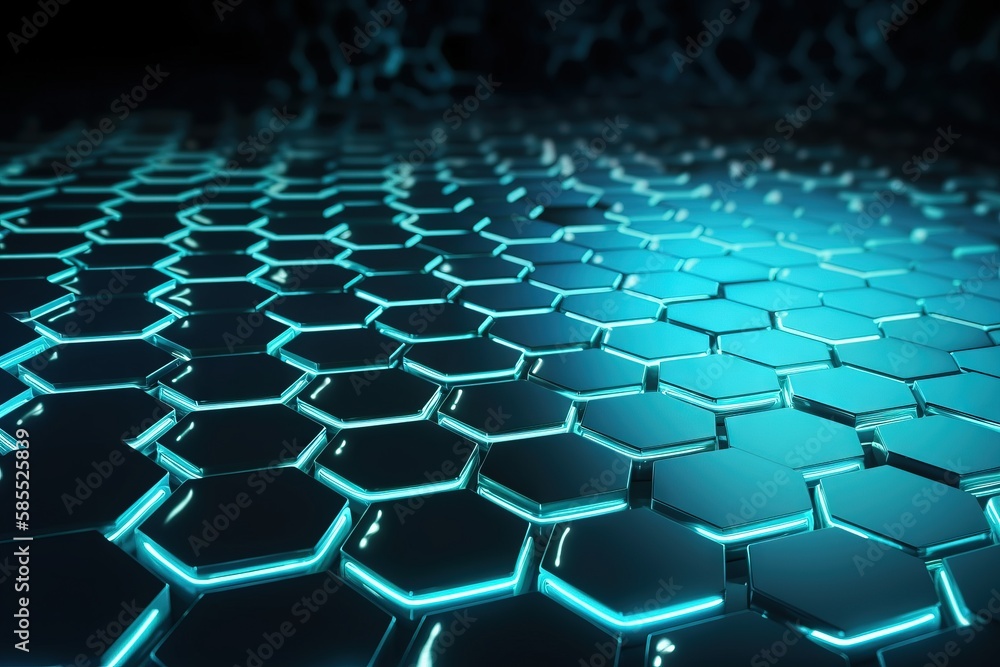 a close up view of a blue hexagonal pattern. generative ai a close up view of a blue hexagonal pattern. generative ai