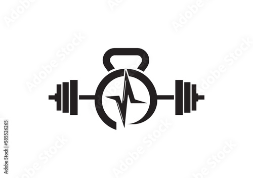 Kettlebell Barbell Logo Vector Design