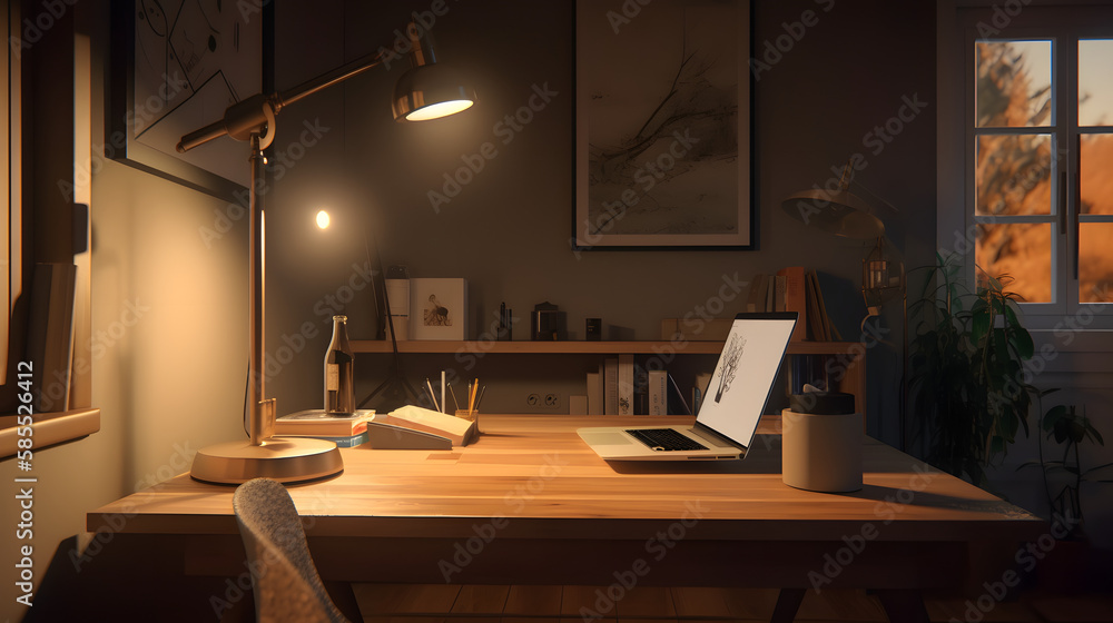 Workplace by the window. Generative AI Workplace by the window. Generative AI