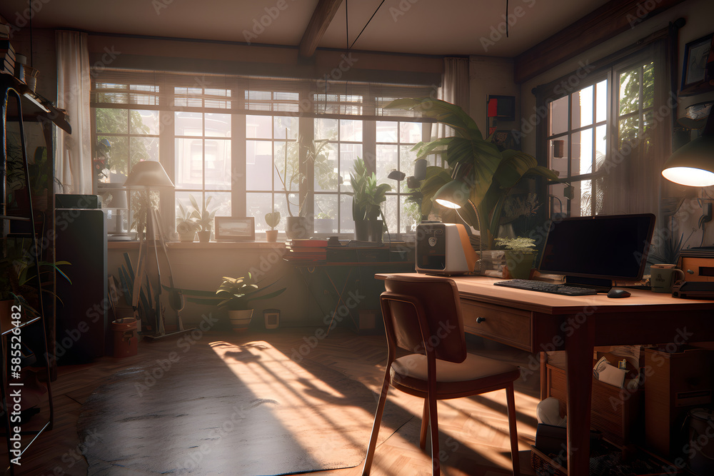 Fototapeta premium Home office-like workspace. Generative AI