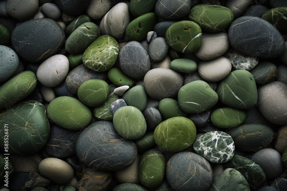 a pile of green and white rocks with a black background. generative ai a pile of green and white rocks with a black background. generative ai