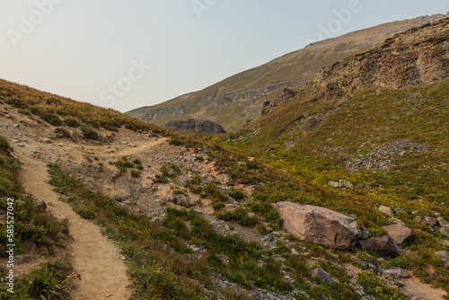 steep terrain in the high tundra mountains at sunset