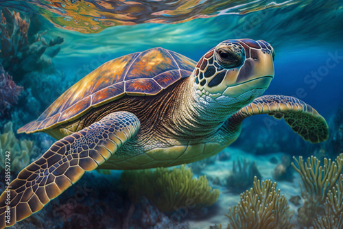 Tropical Serenity A Sea Turtle Generative AI