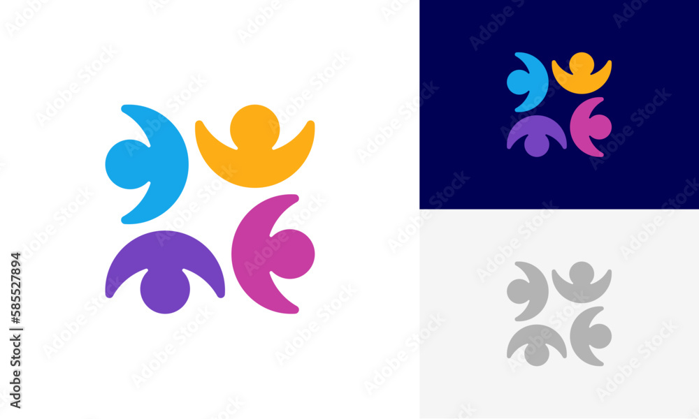 Fototapeta premium Community people, social community, human family, colorful community logo abstract design vector