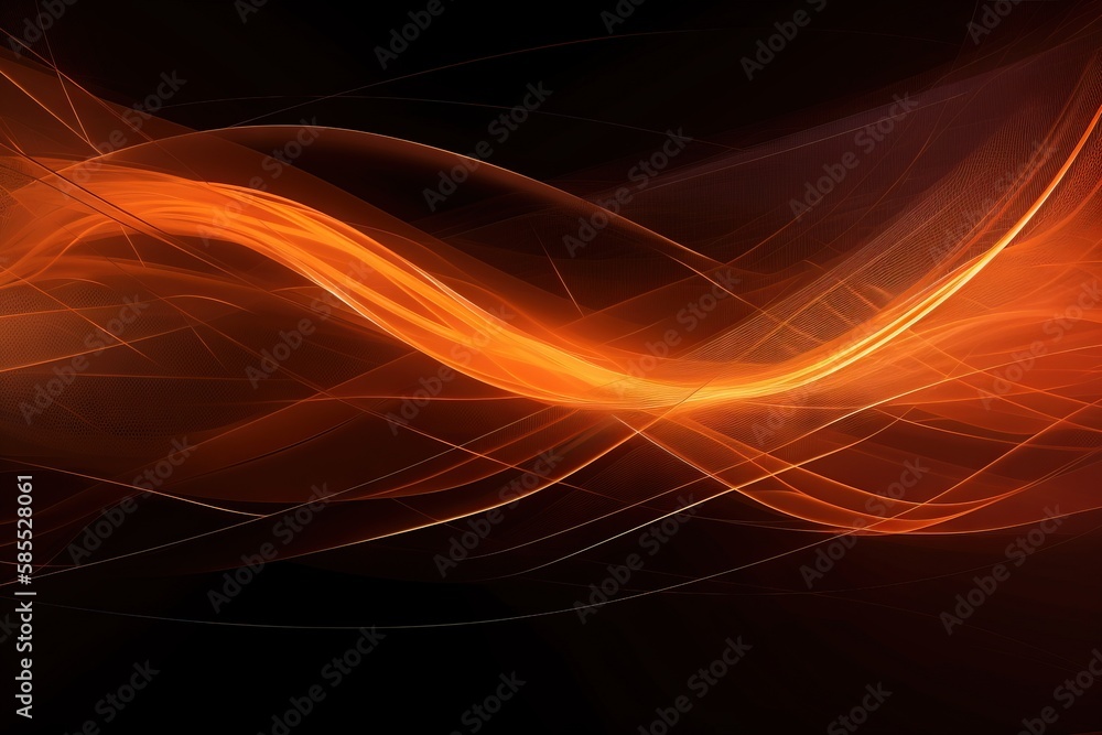 an orange and yellow abstract background with lines and curves on a black background. generative ai an orange and yellow abstract background with lines and curves on a black background. generative ai