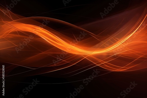  an orange and yellow abstract background with lines and curves on a black background. generative ai