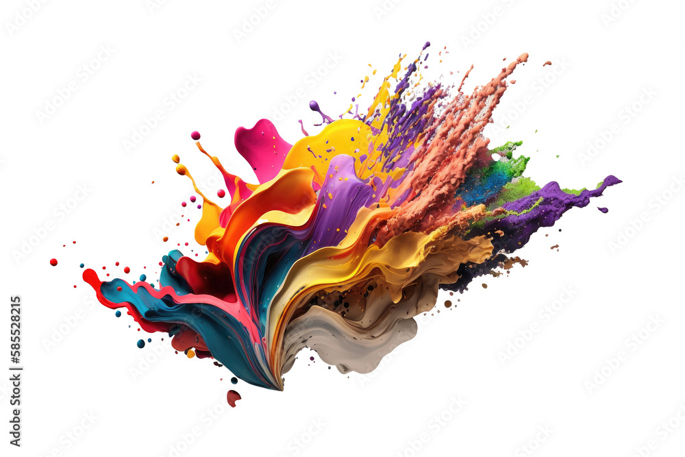 Splash of colored paints on white background. Illustrations AI