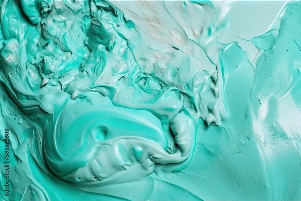  a close up of a blue and green liquid with a white background.  generative ai