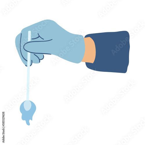 Concept of minimally invasive health care with cryotherapy. Treatment of skin diseases with liquid nitrogen. Hand of healthcare worker with a cotton bud application with cryogen