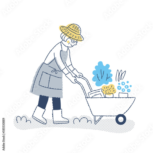 ガーデニングを楽しんでいるシニア女性