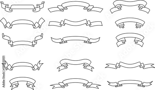 Ribbon collection. Vector outline style design elements