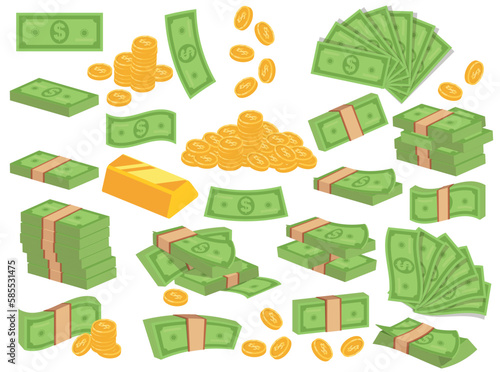 Isometric money, gold bar background Vector .eps
