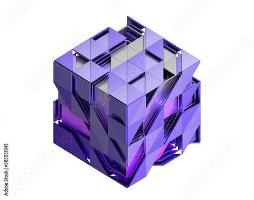 Naklejka Abstract purple cube, 3d render