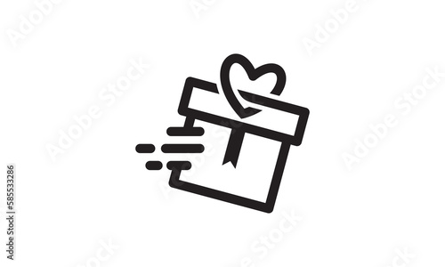 gift fast logo love box style line creative modern vector design