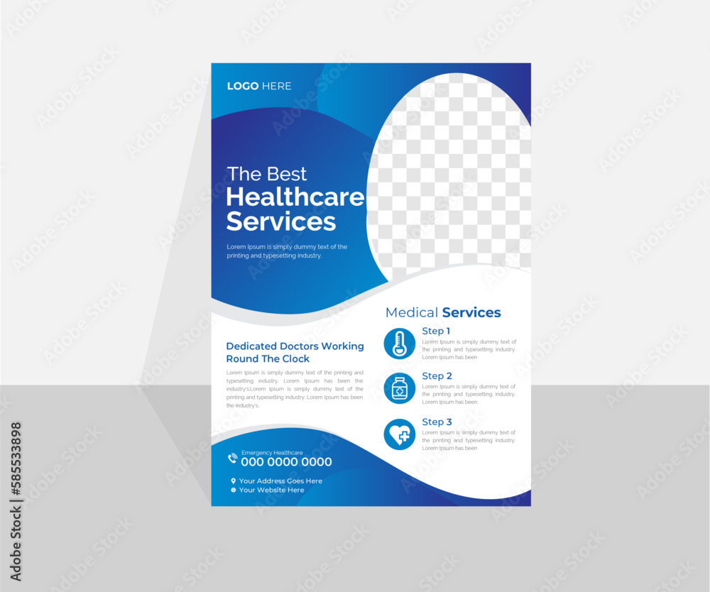 Creative healthcare and medical flyer or poster design layout