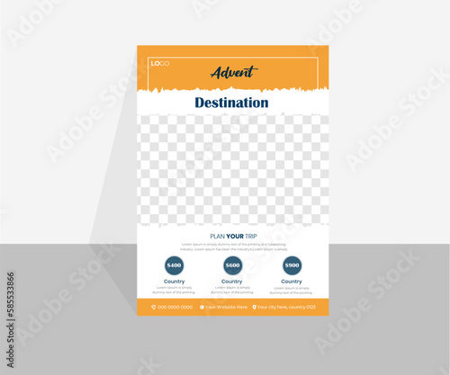 Modern travel and tour flyer design template or tourism flyer template