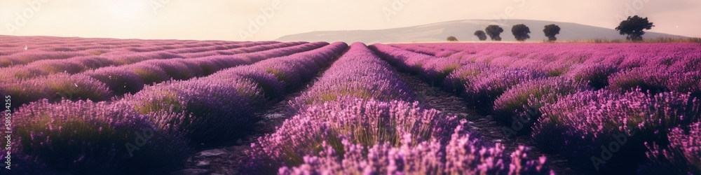 Spring lavender fields banner