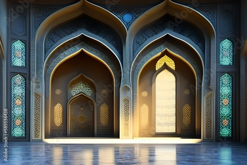 3d serene Islam mosque porta