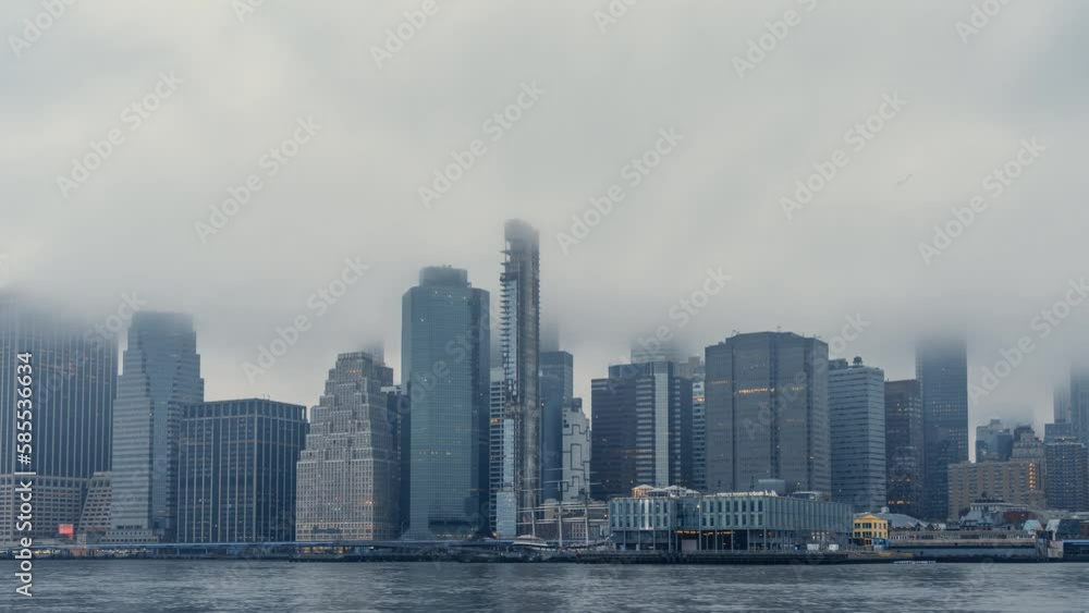 Timelapse of manhattan at foggy morning, New York City. Timelapse of manhattan at foggy morning, New York City.