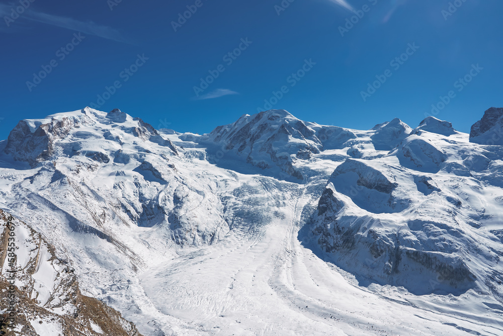 The Gorner Glacier- Gornergletscher in Switzerland, Second largest glacier in the Alps. 