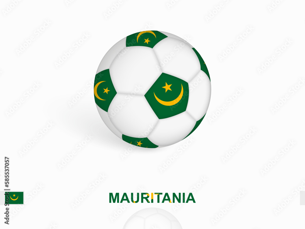 Soccer ball with the Mauritania flag, football sport equipment.