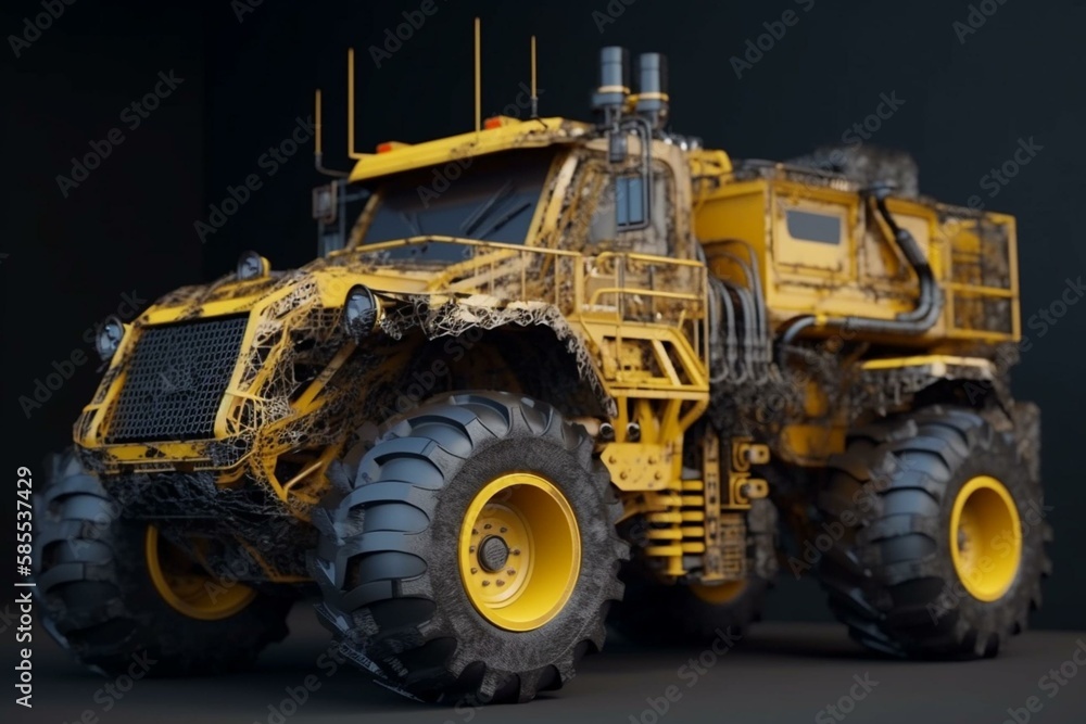 Anthracite coal mining industry, large yellow mining truck. Generative AI