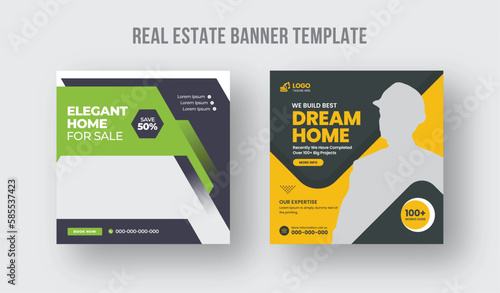 Construction renovation and home repair flyer, social media post, and web banner