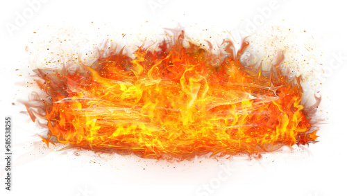 Red fire flame with smoke on transparent background.