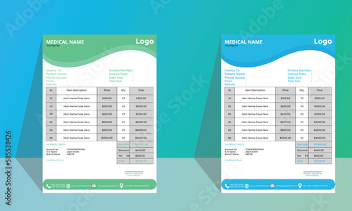 Professional and creative,unique invoice business template design with money bills or price invoices and payment agreement design templates
