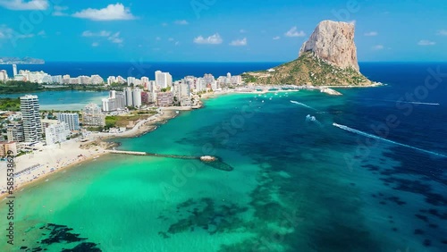 Mediterranean beach. Mountain Penyal d'Ifach. Calpe beach, Spain.