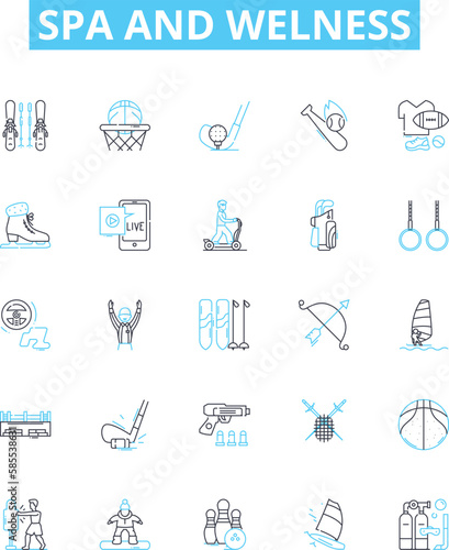 Spa and welness vector line icons set. Spa, Wellness, Massage, Therapy, Facial, Manicure, Pedicure illustration outline concept symbols and signs
