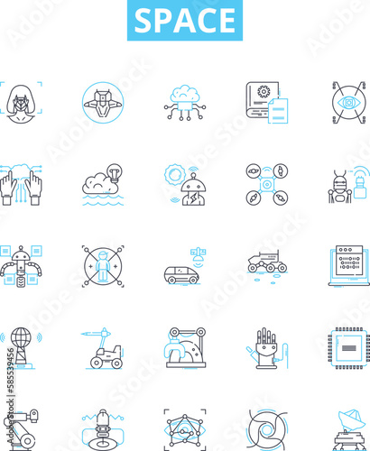 Space vector line icons set. Space, Astronomy, Stars, Planets, Universe, Cosmology, Solar illustration outline concept symbols and signs
