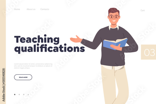 Teaching qualification landing page with professional training resources, skill development services